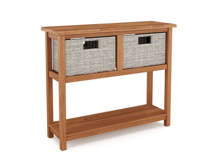 Konsolentisch Holz mit Korbschubladen CURACAO