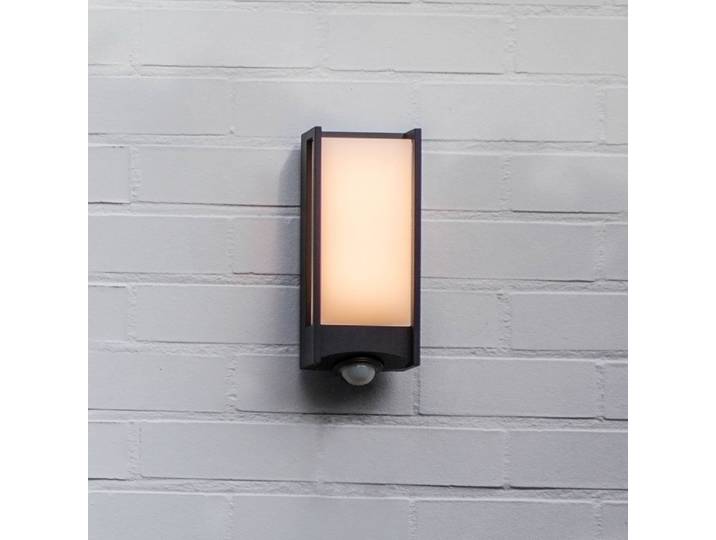 LUTEC LED-Sensor-Außenwandlampe QUBO, dunkelgrau, Höhe 27 cm, IP54 QUBO, alu / grau / zink, Aluminium, Modern, Wandleuchte außen