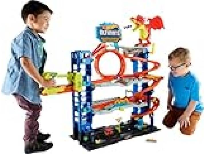 Hot Wheels Coffret Jeu De Construction City Garage Ultime avec 2 Voitures, Rangement pour Plus De 50 Voitures Échelle 1/64, 4 Niveaux De Jeu, Jouet Enfant, A Partir De 4 Ans, HKX48