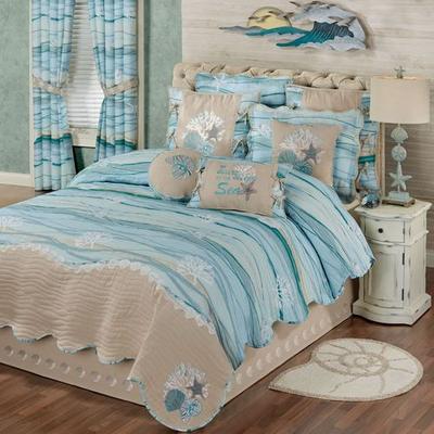 Touch of Class Seaview II Quilt Set Light Blue, California King, Light Blue