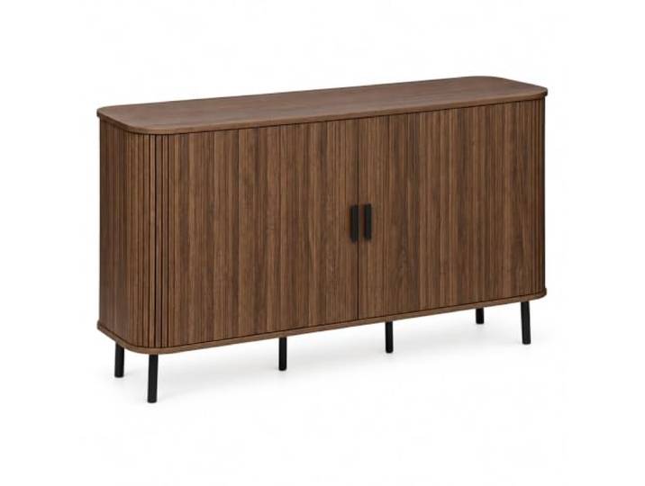 Atmosphera Sideboard Colva 2 Türen in Holzoptik – Aufbewahrungsschrank mit 6 Fächern für Schlafzimmer, Wohnzimmer, Büro – L 140 x H 80,5 cm (dunkles Holz)