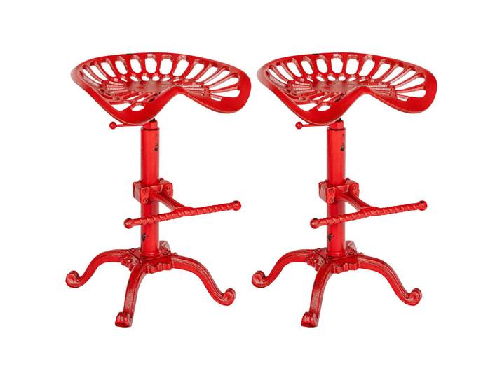 CLP Barhocker 2er Set Metall Rot, 44x56x34 cm, Esszimmer, Barmöbel, Barhocker