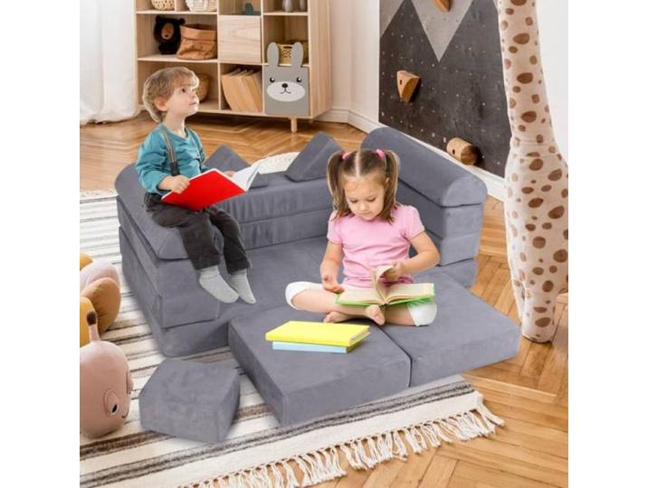 Canapé de jeu convertible en mousse pour enfants, 9 pièces, multi-formes, avec housse lavable, pour chambre et maternelle