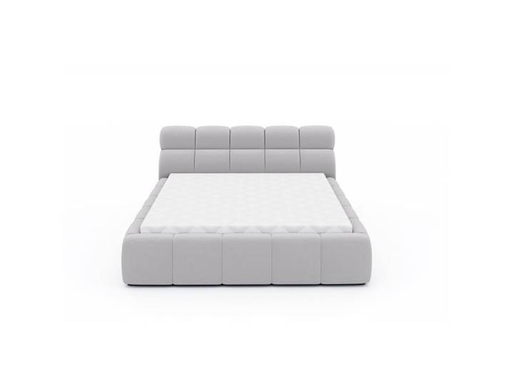Lit coffre 160x200 cm JULIA effet bubble tissu gris clair