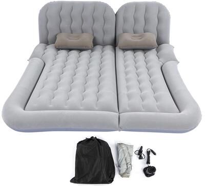 Uplifted Goods 2 In 1 Inflatable Car Travel Mattress & Cushion grey