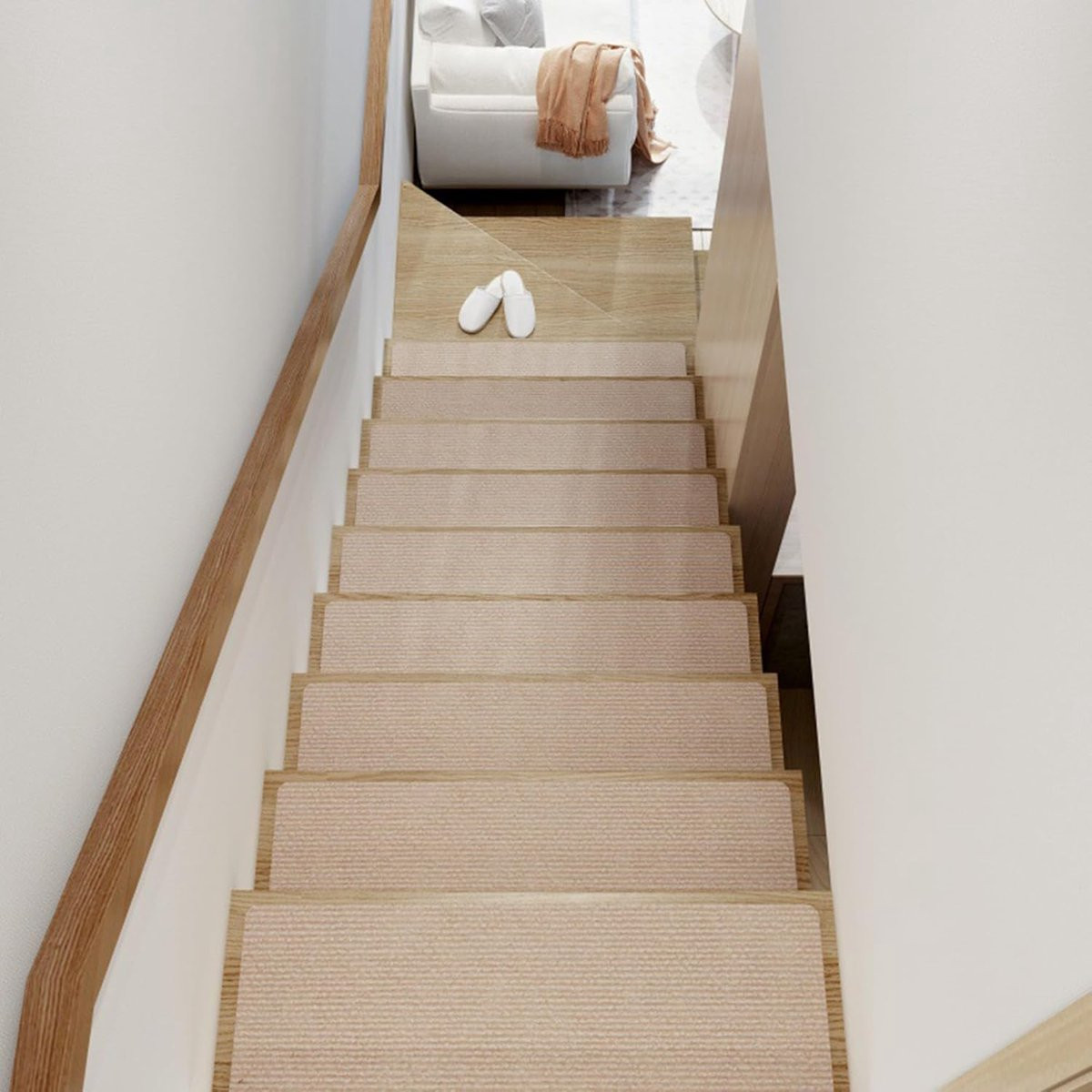 Zelfklevende antislip trapmatten voor traptreden - Beige - 80 x 20 cm