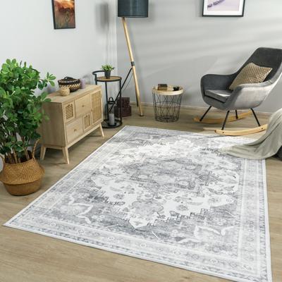 Paco Home Vintage Designer Rug Bordered with Faded Oriental Look