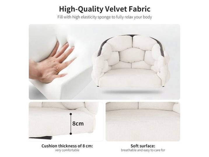 Logidon Luxury Velvet Chairs Lot de 6 Beige Rotatif à 360 degrés