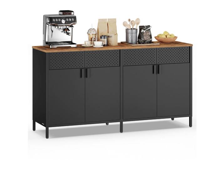 Boxxx Sideboard, Braun, Schwarz, Metall, 2 Fächer, 141x76x40 cm, Typenauswahl, Beimöbel erhältlich, stehend, Wohnzimmer, Kommoden & Sideboards, Sideboards