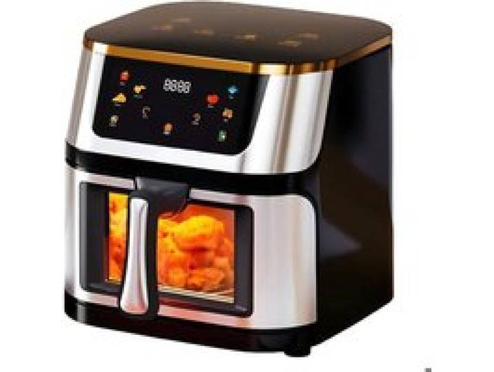 Friteuse sans Huile - 12L 2800W - Technologie Air Cyclonic - Menu Intelligent - Fenêtre Visuelle - Écran Tactile - Acier Inox - Noir