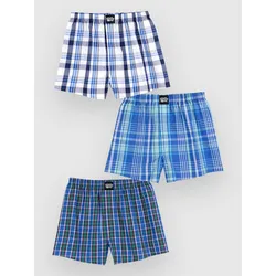 Lousy Livin Checkered 3Pack Boxershorts port blue Gr. M
