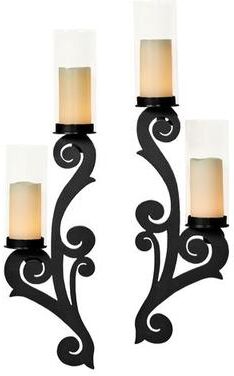 Touch Of Class Metal Augustine Wall Sconces Set of Two, Set of Two, Black
