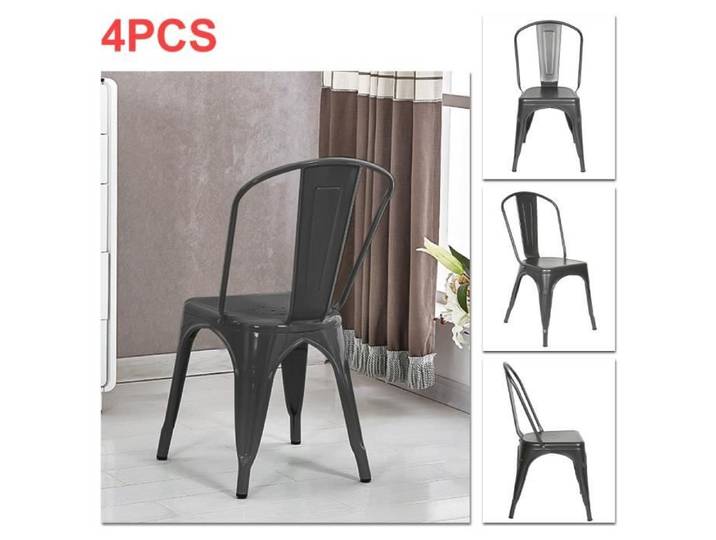Chaise en fer XUANYU - Gris foncé - 85*45*46cm - 4pcs