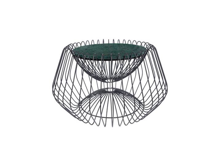 Kayoom Beistelltisch, Grün, Schwarz, Metall, Stein, rund, 60x35x60 cm, einfacher Aufbau, Wohnzimmer, Wohnzimmertische, Beistelltisch, Beistelltische rund