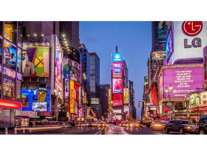 Fototapete PAPERMOON Time Square , bunt, B:3,5m L:2,6m, Vlies, Tapeten, Fototapete