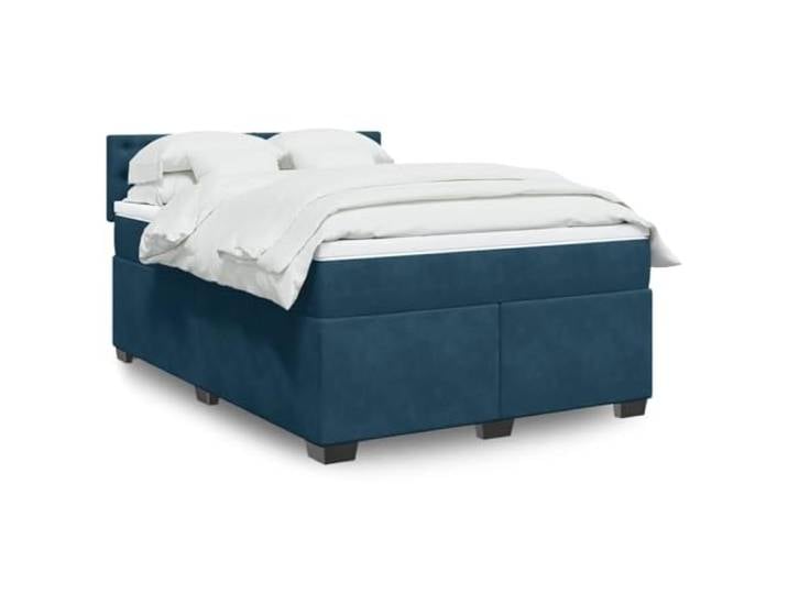RJPLMFV Lattenrost und Matratze, Velours, Dunkelblau, 140 x 190 cm Individuelle Taschenfedern, abnehmbarer Bezug, waschbar, individuelle Unterstützung