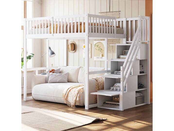 lit mezzanine - SOGEU - mezzanine-80 - Blanc - 80 cm - Lit surélevé