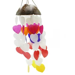 Coconut & Capiz Windchimes - Big Hearts - 40cm