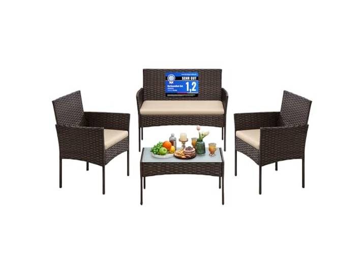 SONGMICS Gartenmöbel-Set, 4-teilig, Balkonmöbel, aus PE-Polyrattan