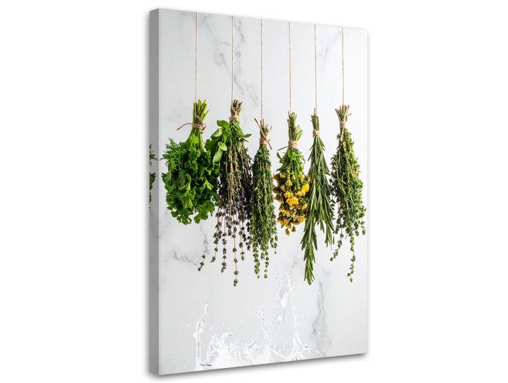 Feeby Leinwandbild Kräuter Gewürze Pflanzen 60x90cm, Weiß, Essen/Getränk, Rechteckig, 60x90 cm, Bilder & Rahmen, Bilder, Leinwandbilder