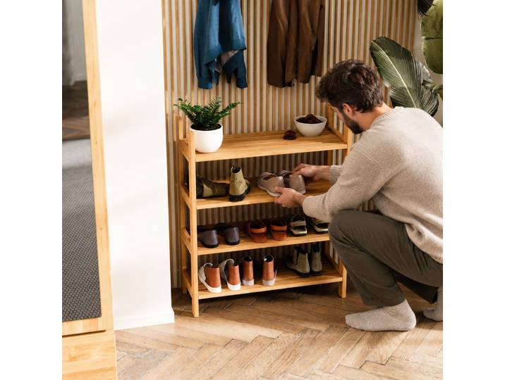 Naturwohnen Stapelbares Schuhregal mit 2 Ablagefächern Erle natur geölt mit bioola® nature veredelt