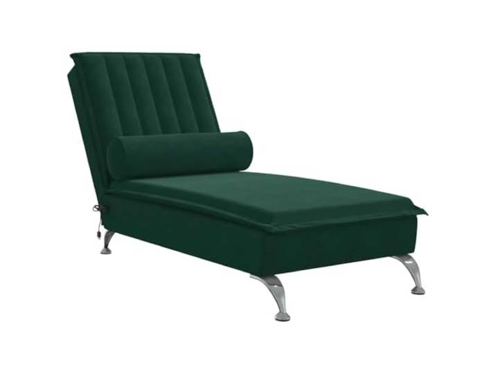 vidaXL Massage-Chaiselongue mit Nackenrolle Dunkelgrün Samt