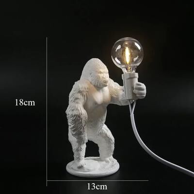 Inspired Living Mighty Gorilla Table Lamp Resin Animal Night Light For Bedroom & Home Decor white Stand
