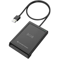 Conceptronic Smart-ID Kartenleser USB-A schwarz (USB 2.0), Speicherkartenlesegerät, Schwarz