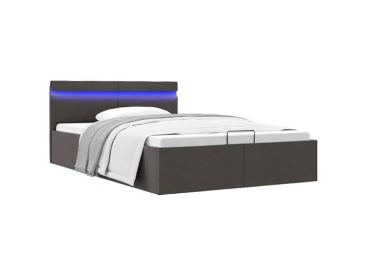 YNGBHFNOP Hydraulischer Bettkasten Stoff Dunkelgrau Stauraum MDF 140x200 cm Bett mit Bettkasten Hydraulik LED Dunkelgrau Stoff 140x200 cm Polsterbett mit Stauraum und Fernbedienung