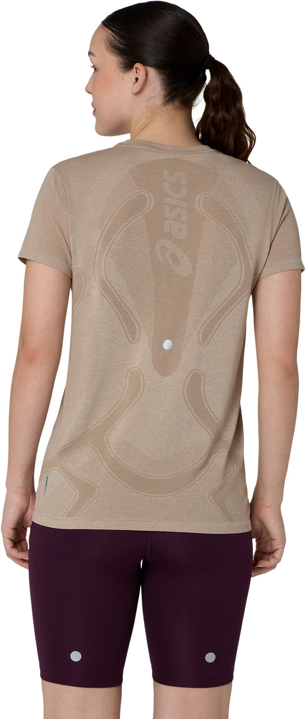Laufshirt ASICS "ROAD SEAMLESS SS TOP", Damen, Gr. XL, beige (greige), Obermaterial: 65% Polyamid, 35% Polyester, Shirts Laufshirt, ACTIBREEZE™ Technologie, Atmungsaktiv, Reflektierend