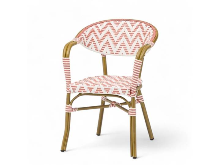 Fauteuil de terrasse ALMA - Tressage Rose et Blanc