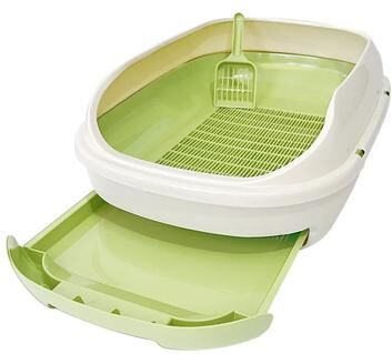 Uplift Treasures Extra Large Semi Closed Cat Litter Box With Drawer avocado Green l 24.817.78.5in