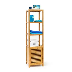 Relaxdays Badregal Bambus mit Tür Hellbraun