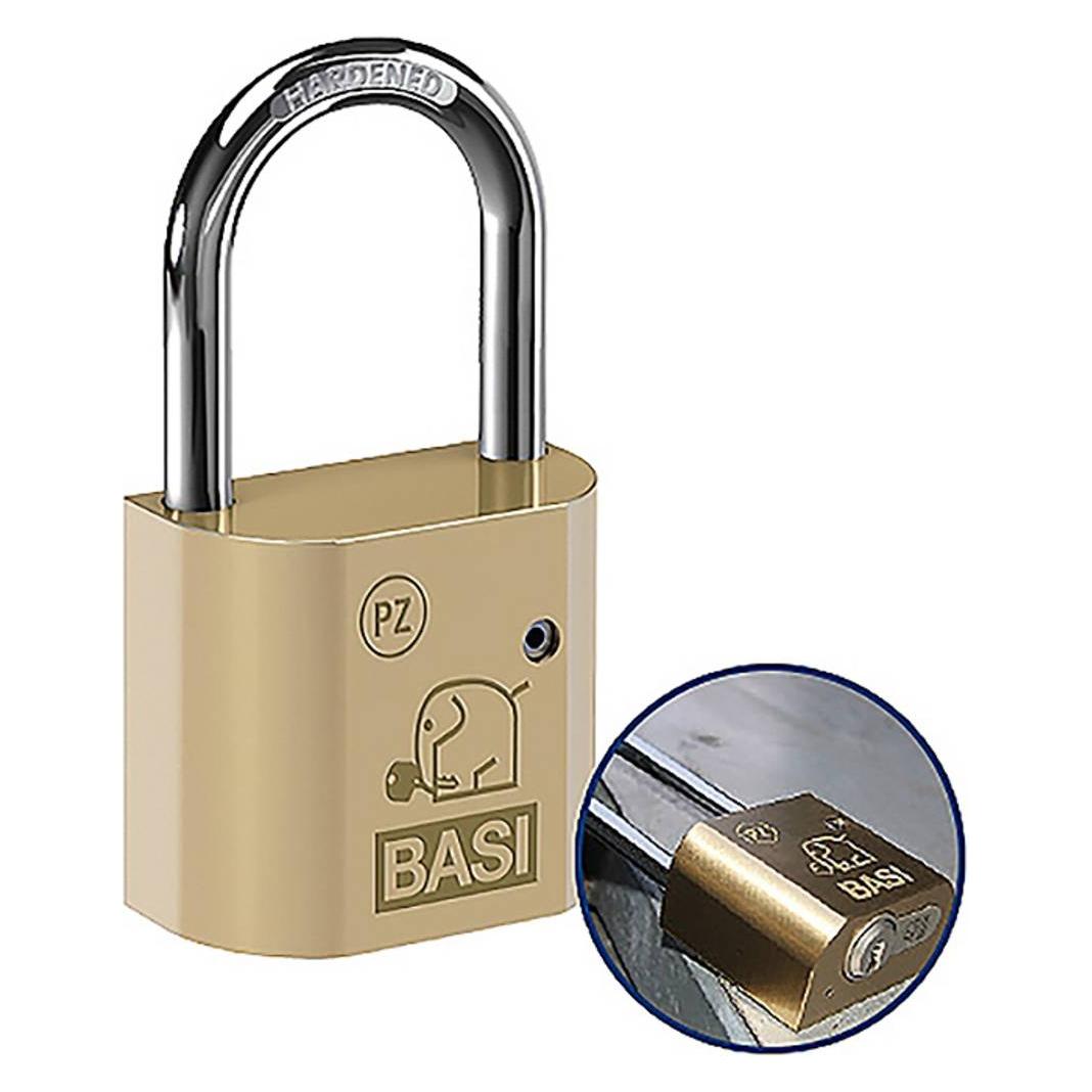 BASI VHS PZ, Herkömmliches Vorhängeschloss, Tastensperre, Gleichschliessung, Messing (PZ5090-0010)