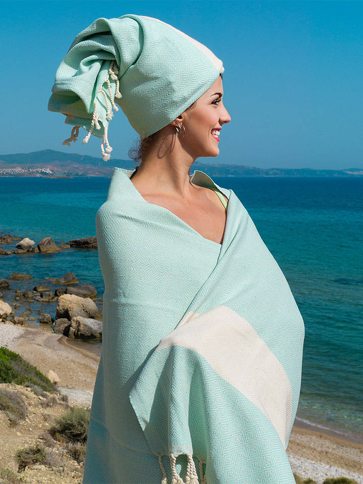 Diamant Handtuch in Mint - (L)90 x (B)45 cm - onesize