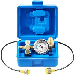 VEVOR hydraulisches Stickstoffspeicher Ladeset, 0–1420 PSI Stickstoff Füllset, Druckprüfsystem mit 1 Manometer & 1 Gasschlauch & 1 Ventilkörper & 1 CGA580-Adapter für Baumaschinen