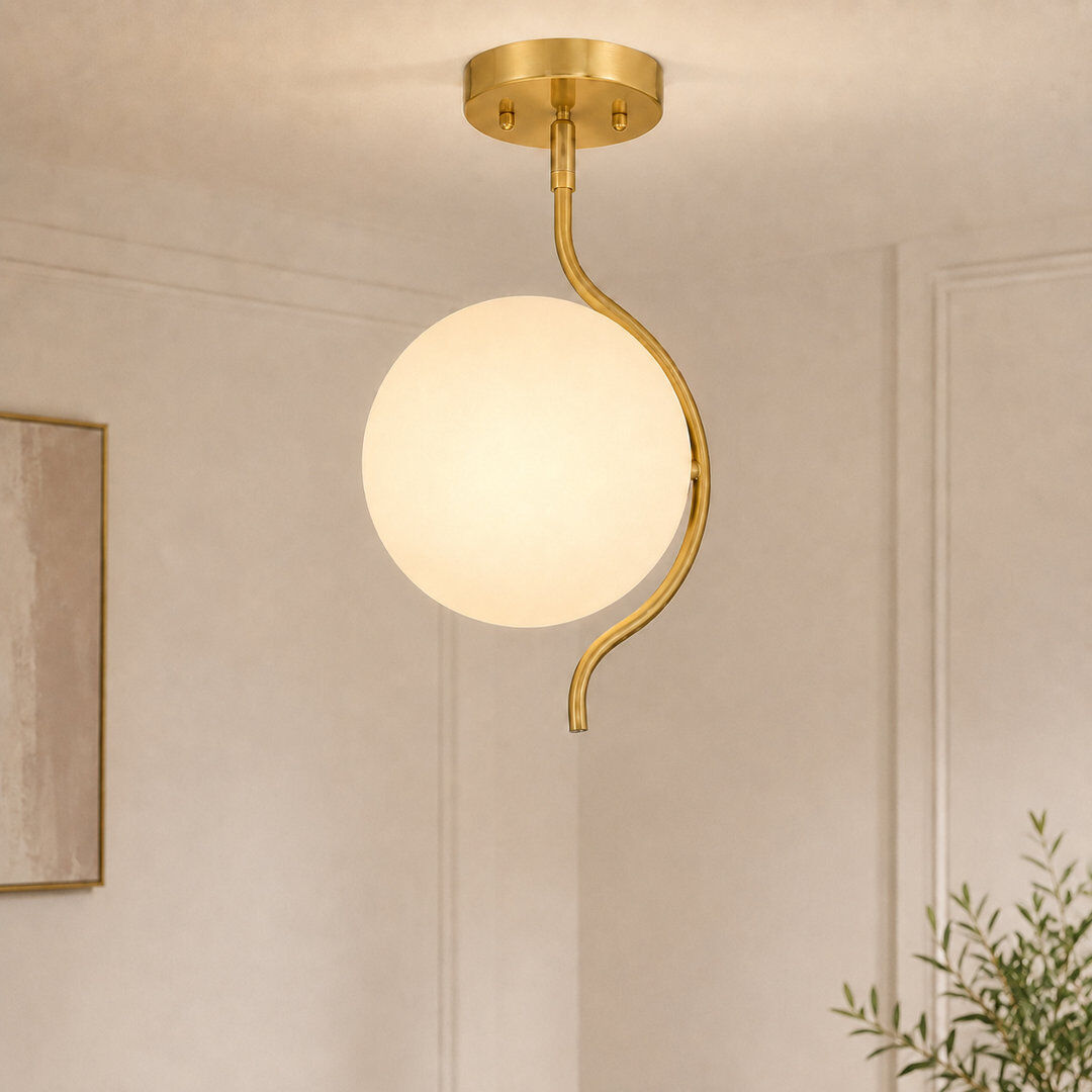 George Oliver Glass Semi Flush Mount Brass 37.5cm H X 22.5cm W X 20cm D