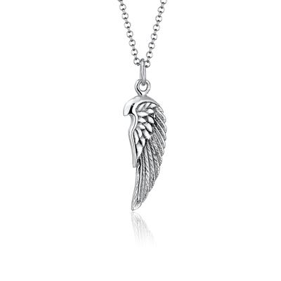 Kette mit Anhänger KUZZOI "Herren Flügel Feder Boho 925 Silber", grau, Halsketten, Herren, 55, ohne Stein, Silber 925 (Sterlingsilber), L: 55