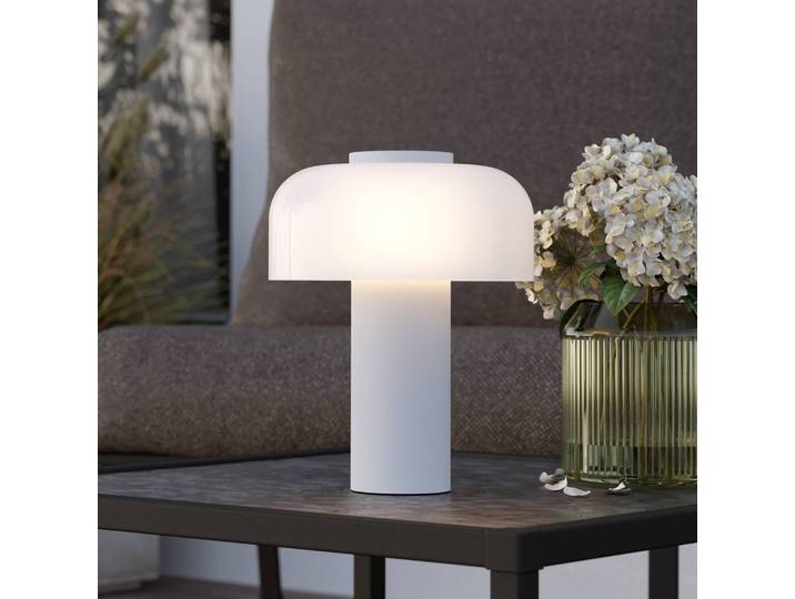 EGLO LED-Akku-Tischlampe Ponente, Ø 16 cm, weiß, CCT, dimmbar, weiß / opal, Kunststoff, Modern
