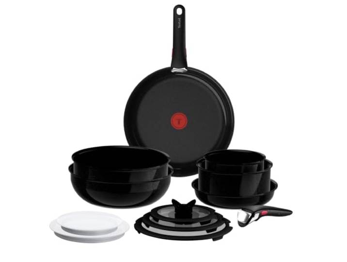 Tefal Ingenio Explore On 13-tlg. Kochgeschirr-Set, Schwarz, L2679302 keramische Fusion Core Antihaftversiegelung, platzsparend, Thermo-Signal, für alle Herdarten, sicherer Griff