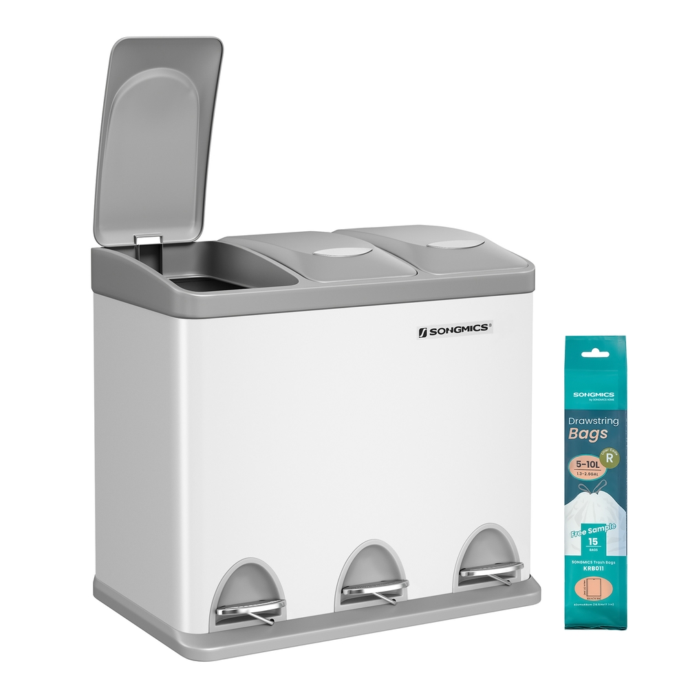 SONGMICS Mülleimer mit 3 Fächern LTB24WT