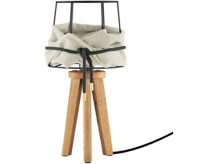 Herzblut Tischleuchte Lore, Schwarz, Weiß, Asteiche, massiv, 43 cm, Kippschalter, Lampen & Leuchten, Innenbeleuchtung, Tischlampen, Tischlampen