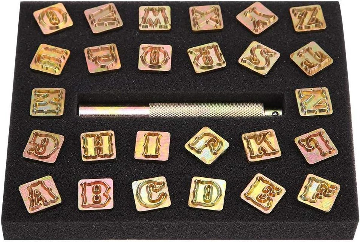 Metalen Letterstempels Alfabet Stempelset Goud 13 mm