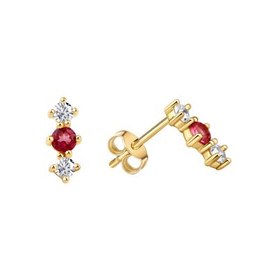 Paar Ohrstecker VIVANCE "375/- Gelbgold glanz Zirkonia und pink Topas", gelb (gelb, pink), Ohrringe, Damen, one-size, Gold