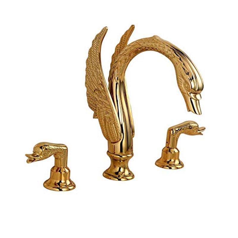 Waschtischarmatur, Retro-Schwanenarmatur, GOLDEN ERNA