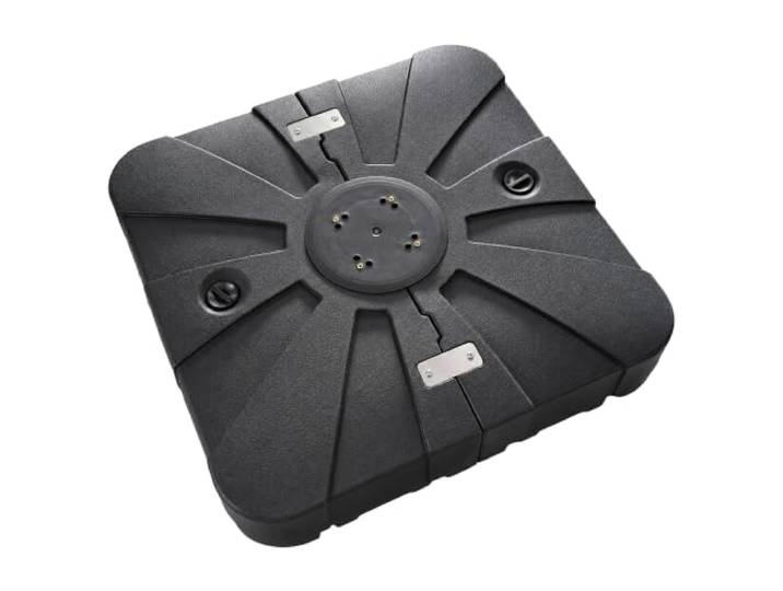 Relaxdays Support Parasol remplissable\, roulettes et Pied en Croix\, Noir 85 x 85 cm\, plastique\, pied de parasol à pied en forme de feu tricolore
