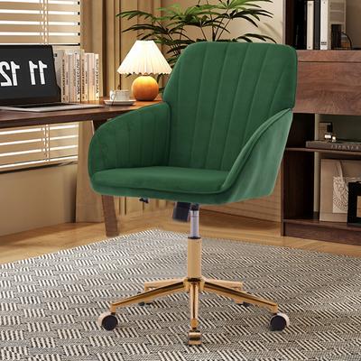 Ostweer Comfortable Vanity Chair Green Visitor Chair with Lumbar Support, Ergonomic Swivel Chair Computer Chair with Backrest