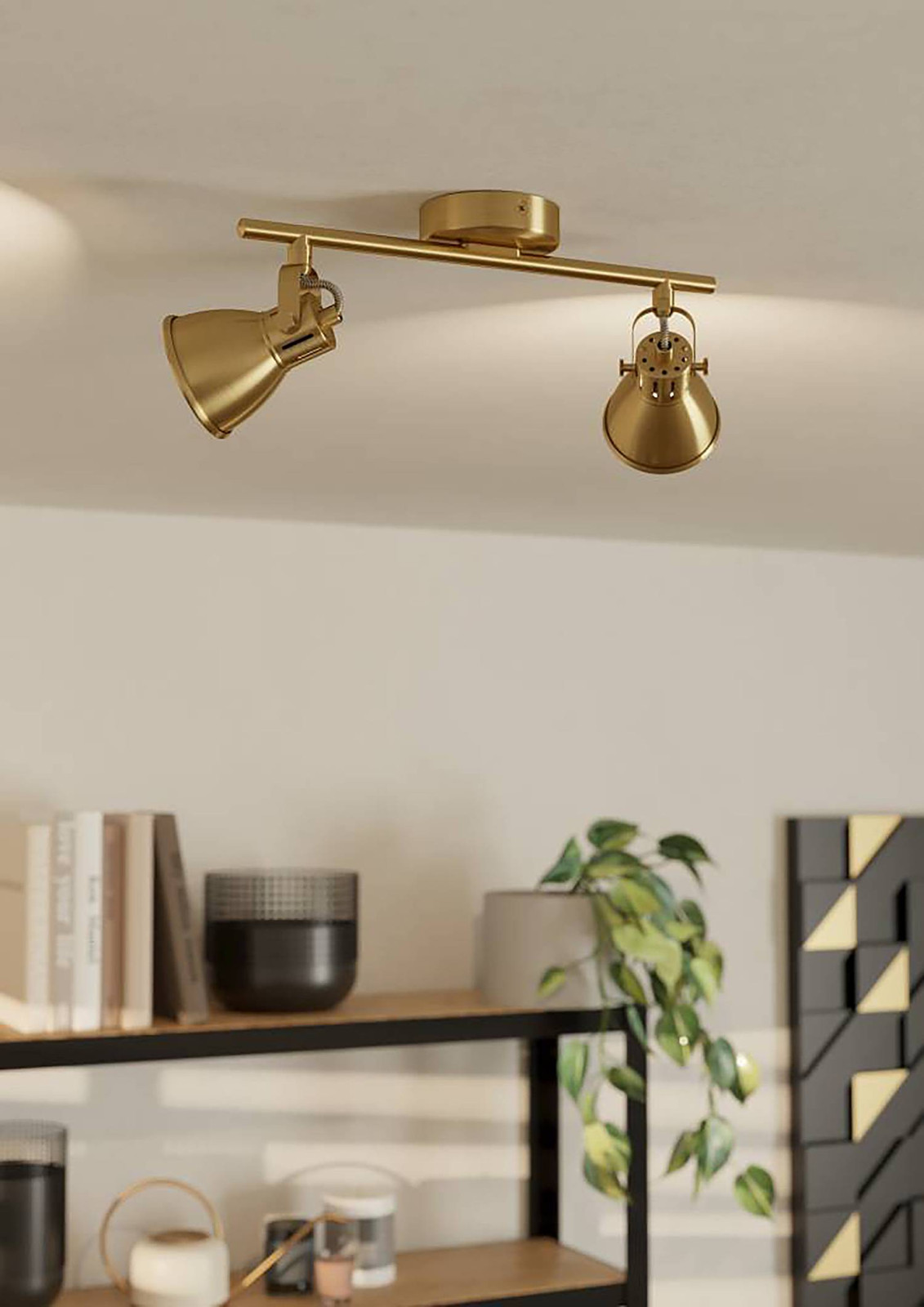 Eglo Seras Plafondlamp Goud/Messing B: 37 cm, D: 7 cm, 2x GU10 LED