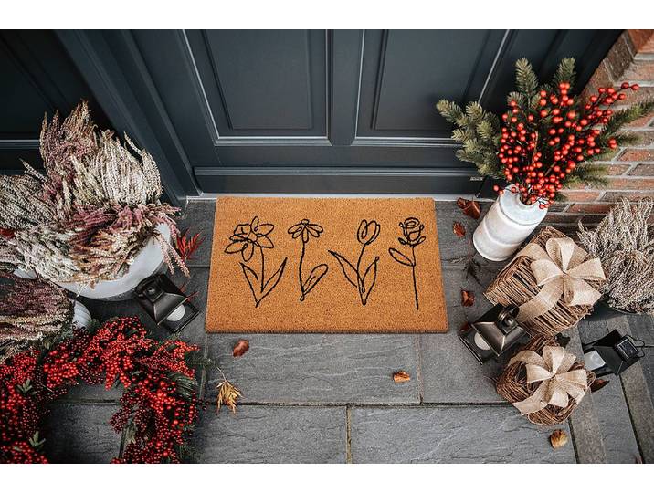 Paillasson Flowers 40 x 1 x 70cm Beige