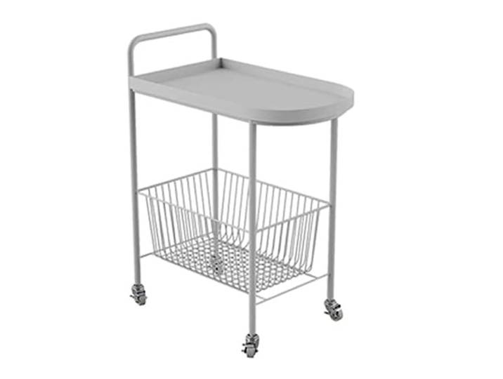 DFHetFH Rollwagen 2-stöckiger Küchen-Aufbewahrungswagen, Einfach Mit Rädern, Mobiler Couchtisch, Aufbewahrungswagen Für Küche Und Badezimmer, Rollwagen Küchenwagen(White)